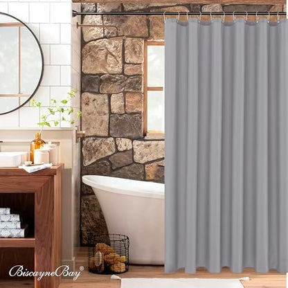 Fabric Shower Curtain Liner 72"Wx78"L-Silver Grey Extra Long Shower Liners