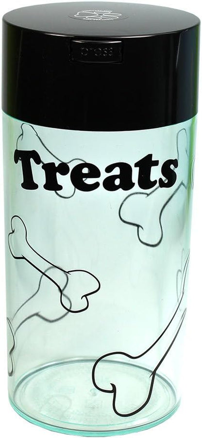 Tightpac Pawvac 5 to 24 Ounces Container, Airtight Pet Food and Treats Storage Jar - Patented Vacuum Seal Container for Pet Food, Treats and other Dry Goods - Clear with Treats