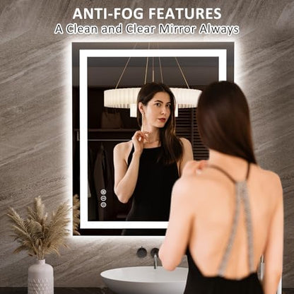 LOAAO 35.4"x29.9" LED Bathroom Mirror with Lights, UL Listed