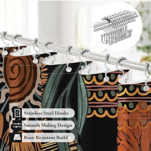 3 in 1 Boho Rustic Shower Curtain Set with PEVA Liner & 12 Hooks, 36 x 72