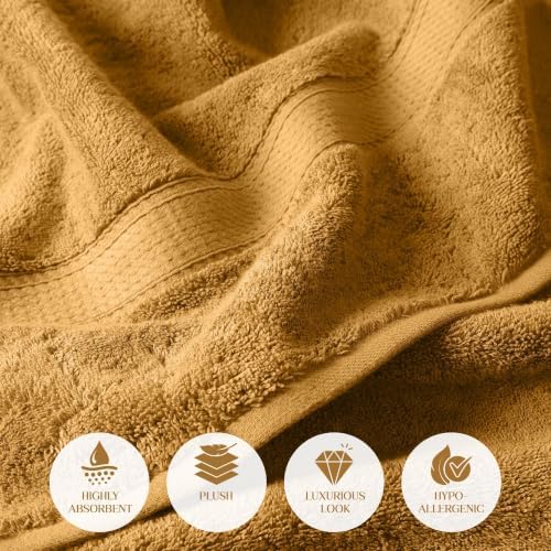 Superior Egyptian Cotton Plush & Absorbent, Bath Towel Set of 4, Gold