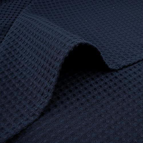 River Dream Heavyweight Waffle No Hook Shower Curtain with Liner,Navy,54x80