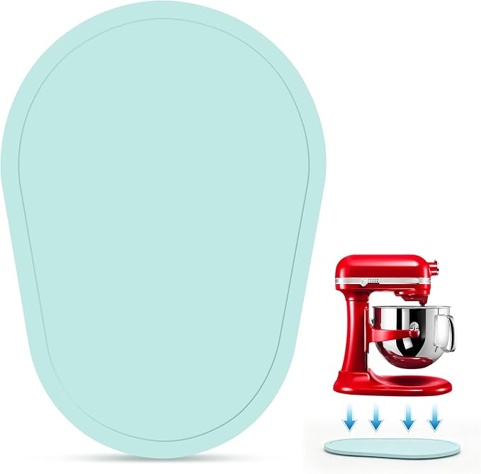 Mixer Slider for Kitchen Aid 5-8 Qt Bowl Lift Stand Mixer, Kitchen Appliance Wood Sliding Mat Countertop Storage Attachments, Mixer Accessories Sliding Tray Moving Board for Kitchen Aid, Blue