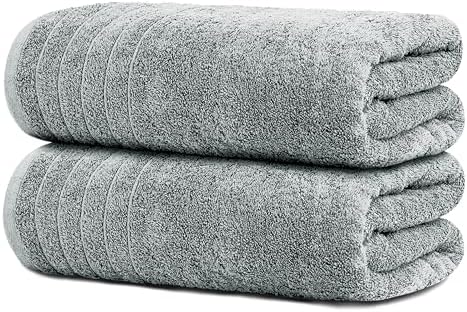 Tens Towels 2 Piece Extra Large Bath Sheets 35 x 70 Inches, Cool Grey