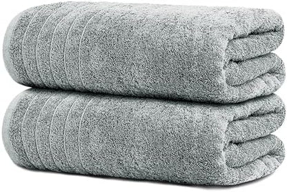 Tens Towels 2 Piece Extra Large Bath Sheets 35 x 70 Inches, Cool Grey