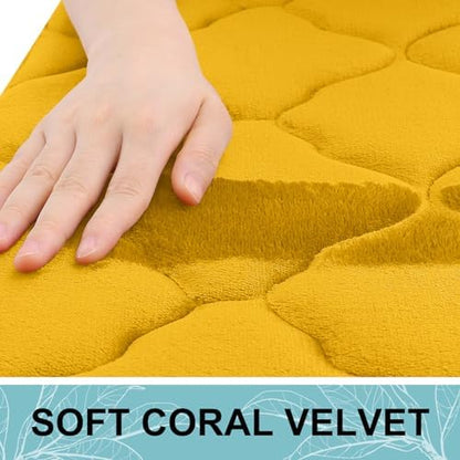 OLANLY Memory Foam Bath Mat Rug 44x24, Ultra Soft Bathroom Rugs, Yellow