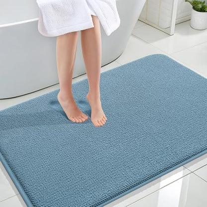 OLANLY Memory Foam Large Bathroom Rugs 47x32, Absorbent Bath Mat, Airy Blue