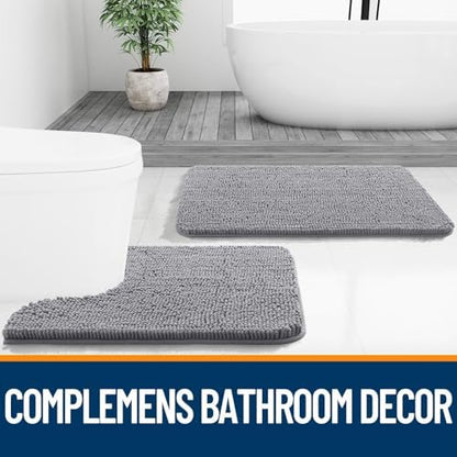 OLANLY Toilet Rugs U-Shaped 20x20, Soft Absorbent Chenille Contour Rugs