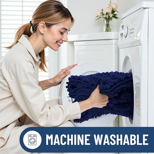 Smiry Bathroom Rugs 36X24, Extra Soft Rubber Backing Chenille Bath Mats