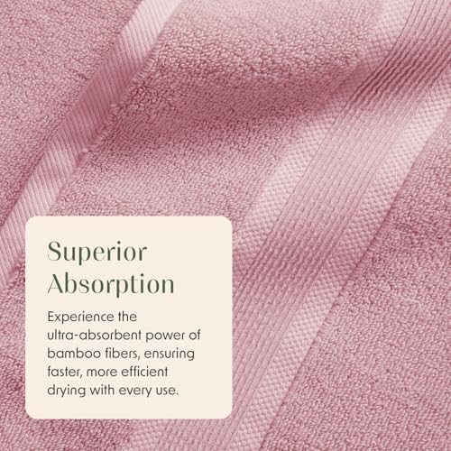 Springtree Home Luxury Bamboo Rayon Plush Bath Towel Set | 4-Pack | Pink