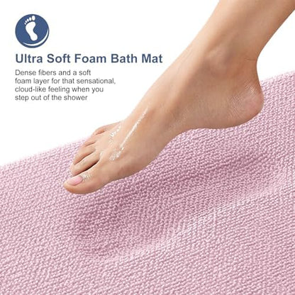 OLANLY Memory Foam Bathroom Runner Rugs 59x24, Long Bath Mats, Dusty Rose