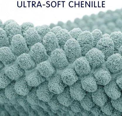 SUBRTEX Bathroom Rugs, 24" x 60" Chenille Bath Rug Soft Short Plush Bath Mat Soft Shower Mat Water Absorbent Shower Mat Quick Dry Machine Washable, Light Green
