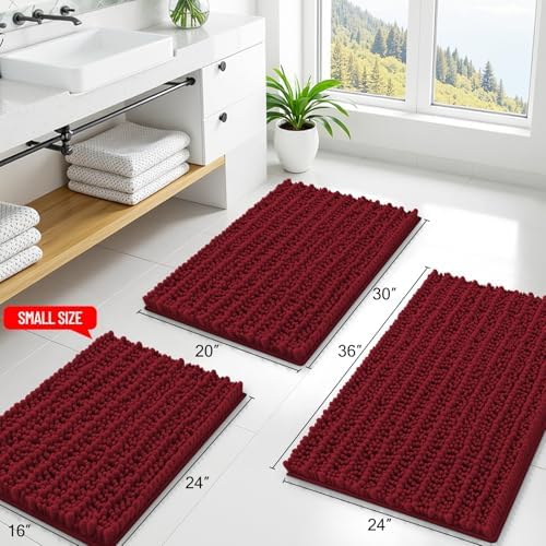 Smiry Bathroom Rugs 44X24, Extra Soft Rubber Backing Chenille Bath Mats