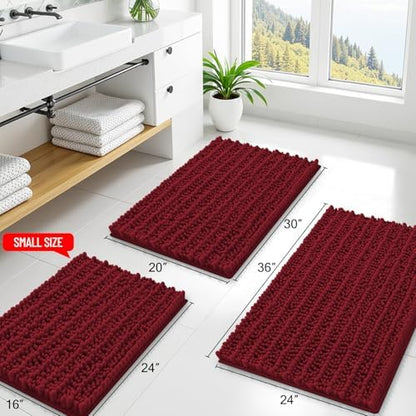 Smiry Bathroom Rugs 59X24, Extra Soft Rubber Backing Chenille Bath Mats