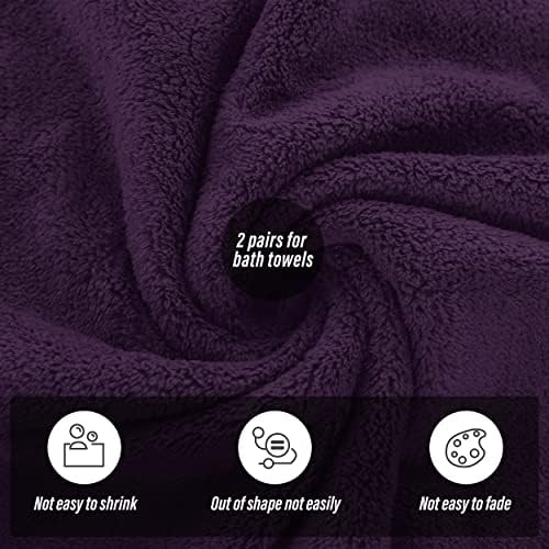MOONQUEEN 2 Pack Premium Bath Towel Set - Quick Drying - Microfiber Coral Velvet Highly Absorbent Towels - Multipurpose Use as Bath Fitness, Bathroom, Shower, Sports, Yoga Towel (Grape Purple)
