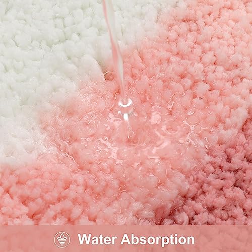 HAOCOO Bathroom Runner Rugs 18x47 inch, Non-Slip Long Rug Cute Bath Mat, Soft Luxury Shower Mat Microfiber Machine Washable Pink Floor Carpet for Sink Tub (washable rug)