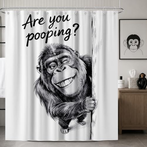 Extra Tall Shower Curtain XL are You Pooping Monkey, 70 x 78 Inchs