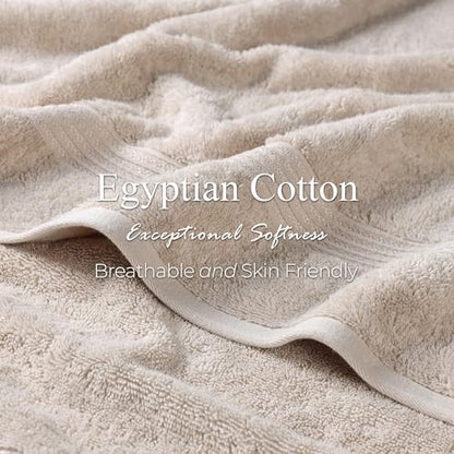 Superior Egyptian Cotton 6-Piece Towel Set, Assorted Towels for Home Bathroom, Master, Guest Bath, Decor Essentials, Includes 2 Bath, 2 Hand, 2 Face Towels/Washcloths, Quick Dry, Absorbent, Stone