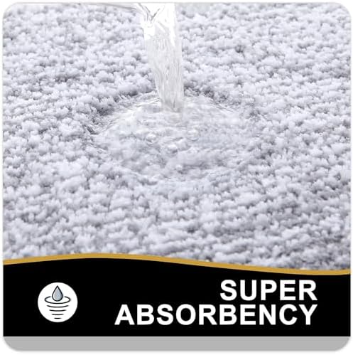 OLANLY Large Bathroom Rugs 40x32, Soft Absorbent Microfiber Bath Rugs, Grey