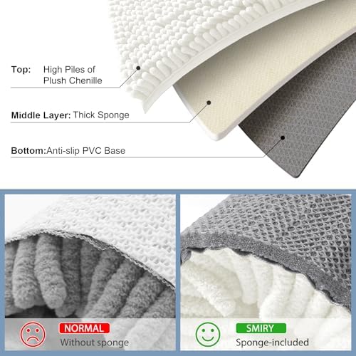 Smiry Bathroom Rugs 47X24, Luxury Chenille Extra Soft Absorbent Bath Mat