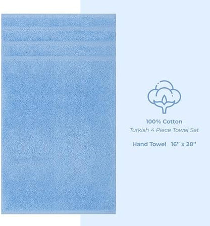 American Soft Linen 100% Cotton Luxury Turkish Towels, 4 PC Hand Towel Set