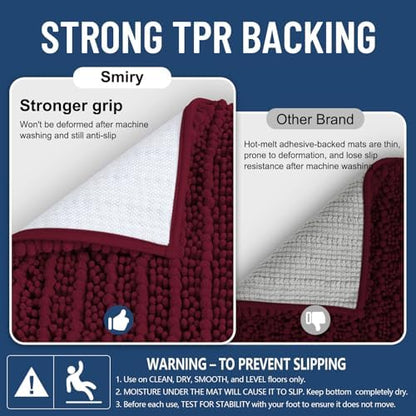 Smiry Bathroom Rugs 70X24, Extra Soft Rubber Backing Chenille Bath Mats