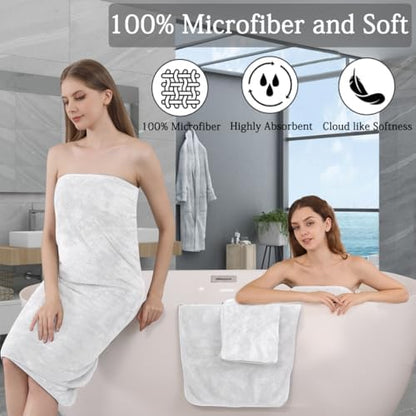 Ycosy Extra Large Bath Towels Set 35x70 Inches - White Luxury 600 GSM Oversized Bath Sheet Towel,Ultra Soft Microfiber - Quick Dry,Highly Absorbent Shower Towels Spa Hotel Bathroom Towel Set (4-Pack)
