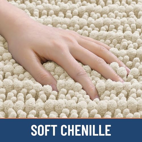 Smiry Bathroom Rugs 59X24, Extra Soft Rubber Backing Chenille Bath Mats