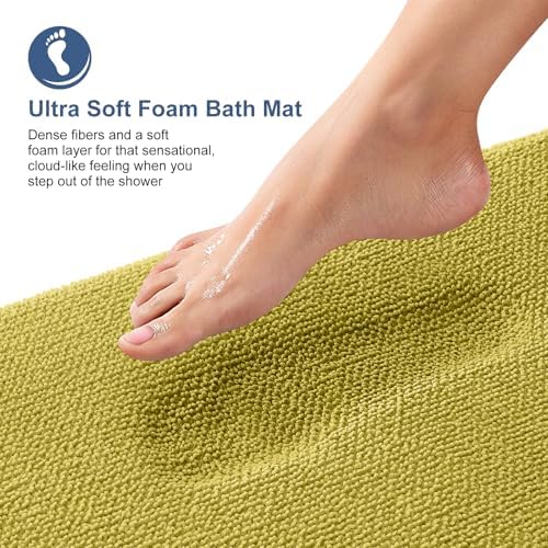 OLANLY Memory Foam Bathroom Rugs 30x20, Absorbent Bath Mat, Deep Mustard