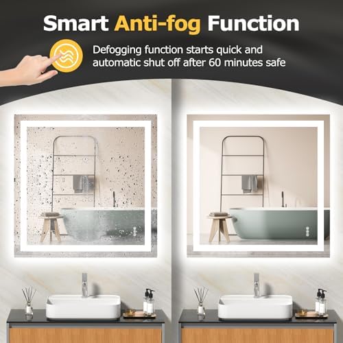 Hivone 36"X36" LED Bathroom Mirror with Lights, UL Listed