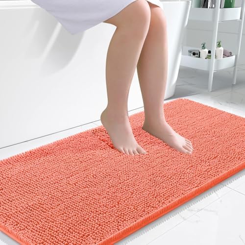 OLANLY Bathroom Runner Rugs 47x24, Extra Soft Absorbent Chenille Bath Rugs