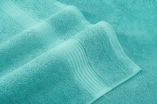 American Veteran Towel, 6 Piece Towel Set for Bathroom, 100% Cotton Turkish Bathroom Towels, 2 Bath Towels 2 Hand Towels 2 Washcloths, Turquoise Blue