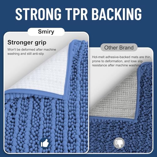 Smiry Bathroom Rugs 30X20, Extra Soft Rubber Backing Chenille Bath Mats