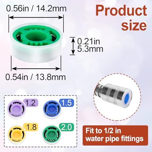 4pcs Shower Head Flow Restrictor, 1.2/1.5/1.8/2.0 GPM