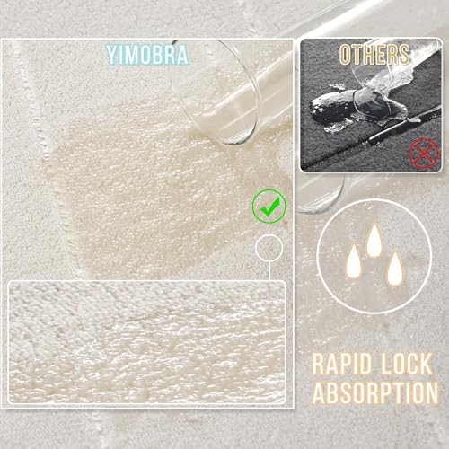 Yimobra Memory Foam Toilet Bath Mat U-Shaped, Commode Contour Rug, Soft and Comfortable, Super Water Absorbent, Non-Slip, Thick, Machine Wash Bathroom Commode Contour Rug, 24 X 20 Inches, Cream