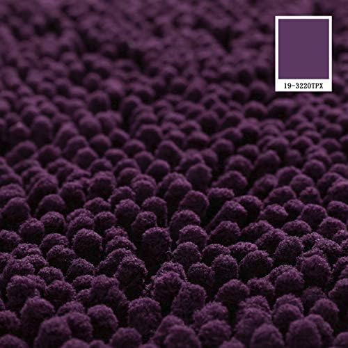 MAYSHINE Round Area Rug Set for Bathroom | Soft Plush Chenille Bath Mat, Water Absorbent Non-Slip Bathroom Rug | Washable Shag Carpet for Shower, Bedroom, or Home Décor | 36"x36" (Round) | Plum