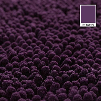 MAYSHINE Round Area Rug Set for Bathroom | Soft Plush Chenille Bath Mat, Water Absorbent Non-Slip Bathroom Rug | Washable Shag Carpet for Shower, Bedroom, or Home Décor | 36"x36" (Round) | Plum