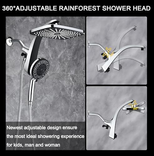 Rain Shower Head with Handheld Showerhead, Chrome 1.8GPM 460311