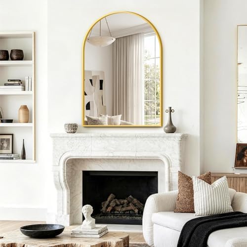 FGU Arched Bathroom Mirror for Over Sink 2 Pack 38"x26" Gold Vanity Mirror