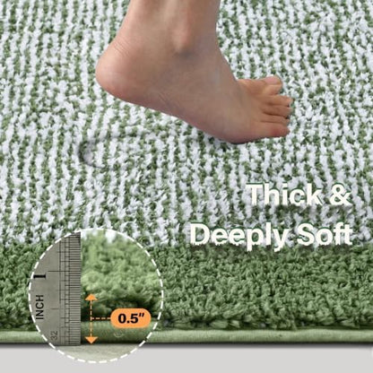 Bathroom Rugs 30x20 Non Slip Washable, Soft Absorbent Bath Mat Matcha Green