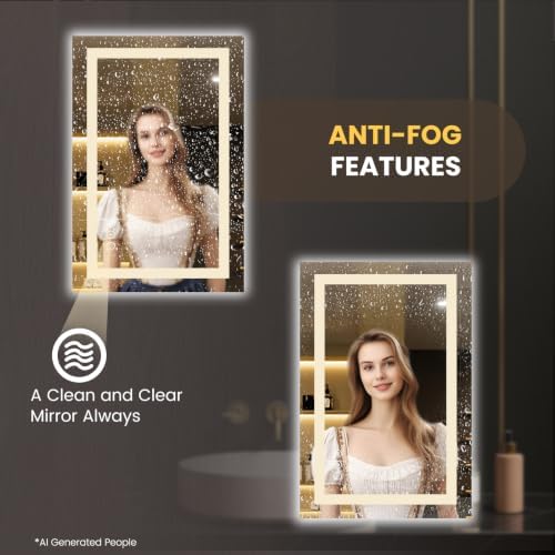 LOAAO 28"X34" LED Bathroom Mirror with Lights, UL Listed