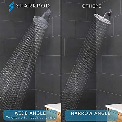 SparkPod Rain Shower Head, 6 Inch Round, Charcoal Grey Finish