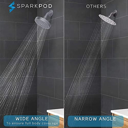 SparkPod Rain Shower Head, 6 Inch Round, Charcoal Grey Finish
