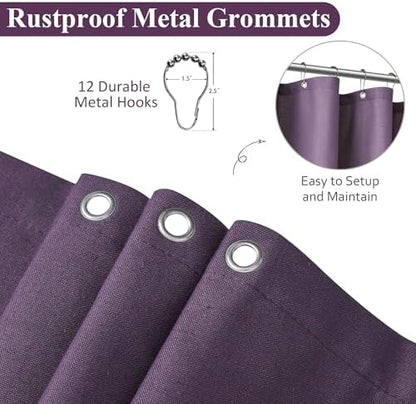 Naturoom Linen Shower Curtain 96 Inch Long for Bathroom Purple 1 Panel
