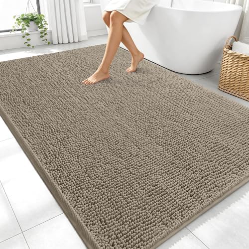 OLANLY Large Bathroom Rugs 70x46, Extra Soft Absorbent Chenille Bath Rugs
