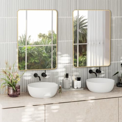 Delma Bathroom Vanity Mirror, Gold Framed Mirror for Over Sink, 30x20