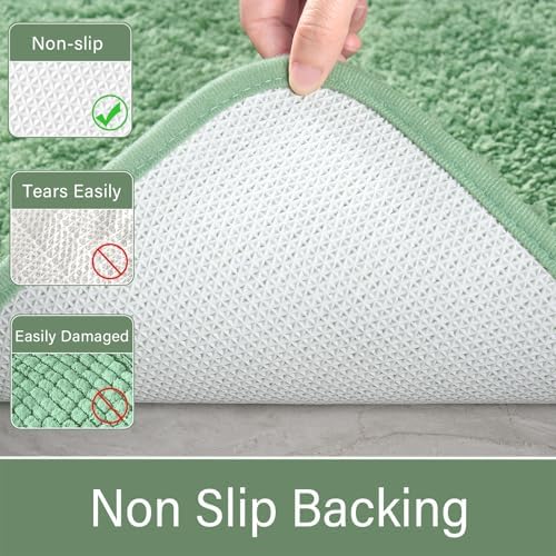 LOCHAS Bathroom Rugs 36x24 Inch, Microfiber Bath Rug Non Slip, Sage Green