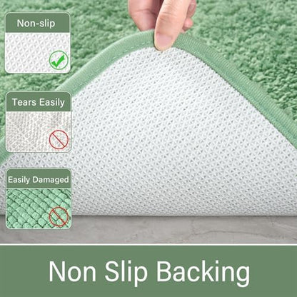 LOCHAS Bathroom Rugs 36x24 Inch, Microfiber Bath Rug Non Slip, Sage Green