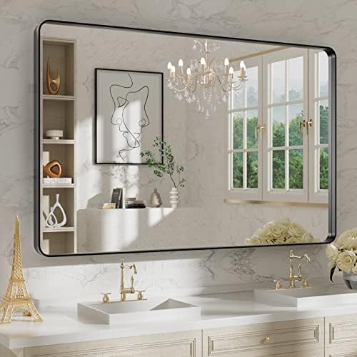 WEER Black Bathroom Vanity Mirror 48X30 Inch