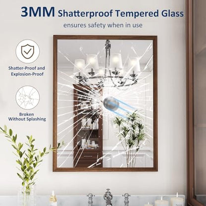 WEER Walnut Bathroom Vanity Mirror 22X30 Inch